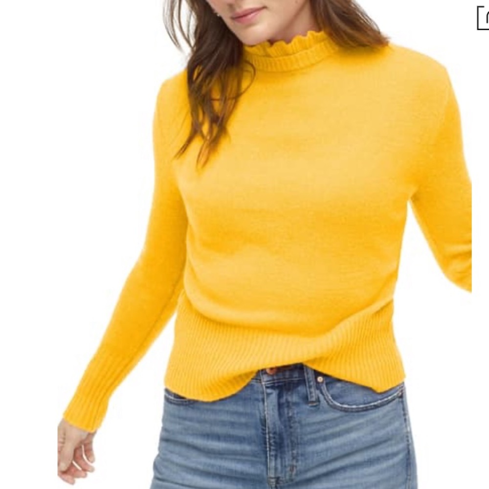 Jcrew Ruffle Neck Yellow Sweater - Picture 2 of 5